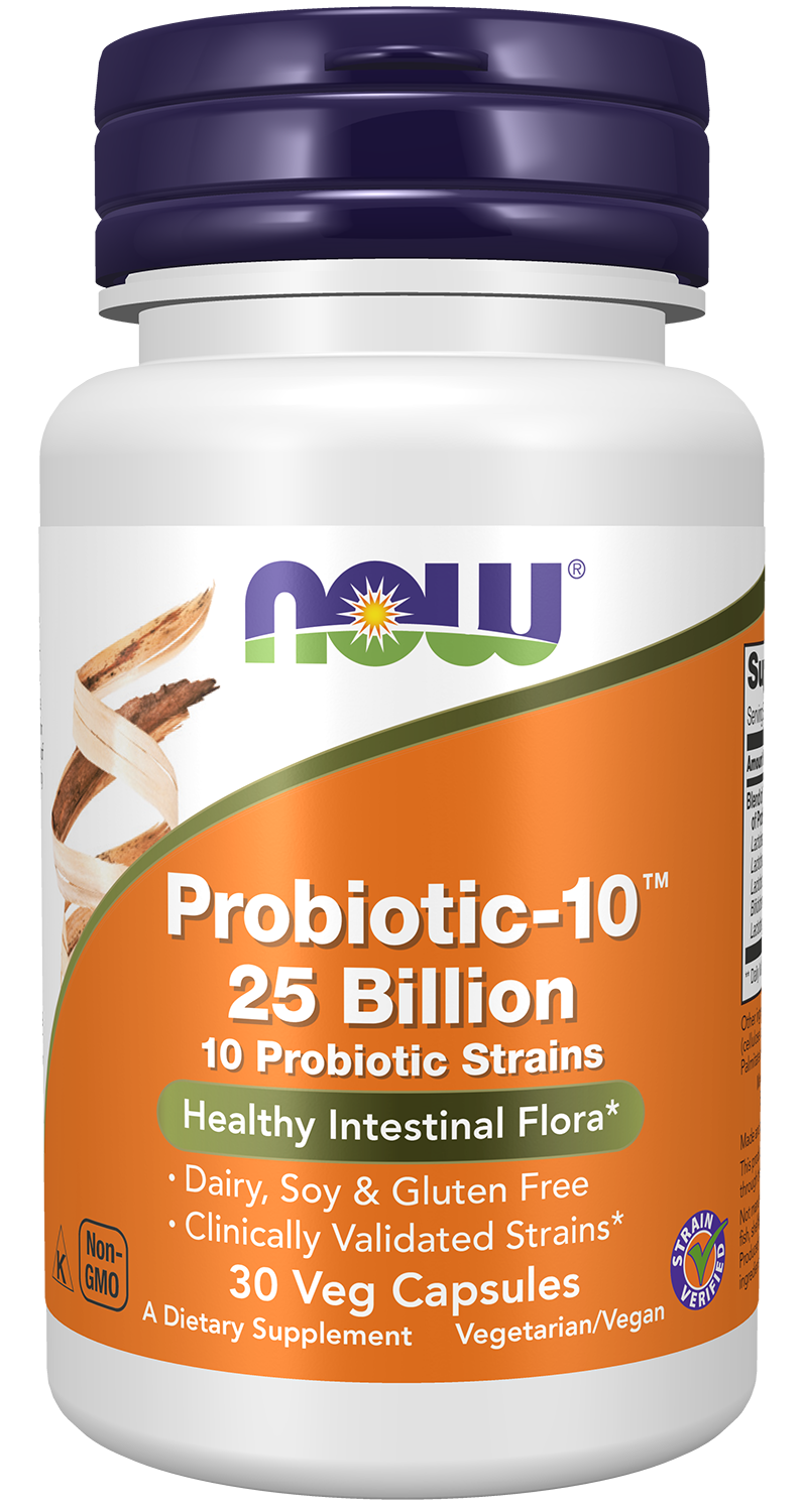 NOW Supplements, Probiotic-10™, 25 Billion, with 10 Strains, 30 Veg Caps — product image