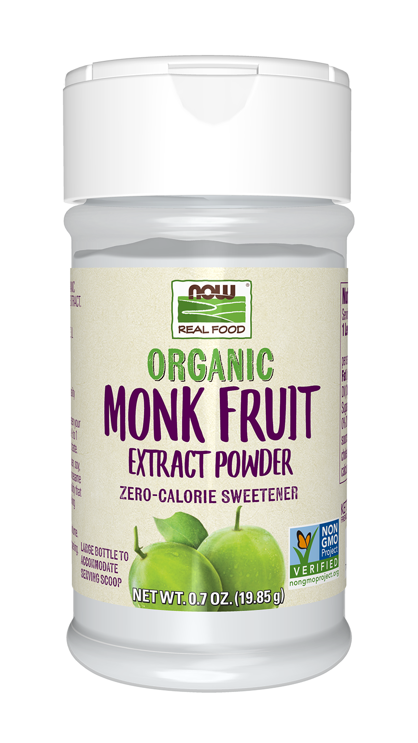 NOW Foods, Certified Organic Monk Fruit Extract Powder, w/ Scoop, 0.7 oz — product image
