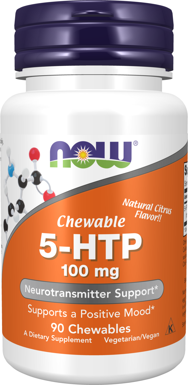 NOW Supplements, 5-HTP (5-hydroxytryptophan) 100 mg, 90 Chewables — product image