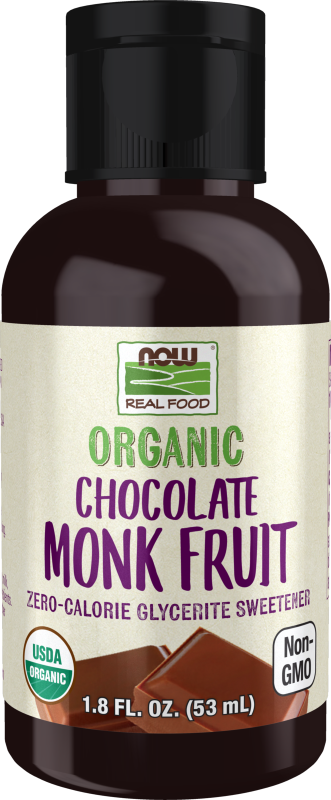 NOW Foods, Organic Liquid Monk Fruit, Chocolate, Zero-Calorie, 1.8 fl. oz — product image