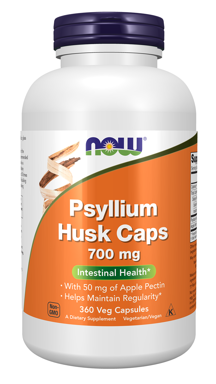 NOW Supplements, Psyllium Husk Caps 700 mg with Apple Pectin, 360 Veg Caps — product image