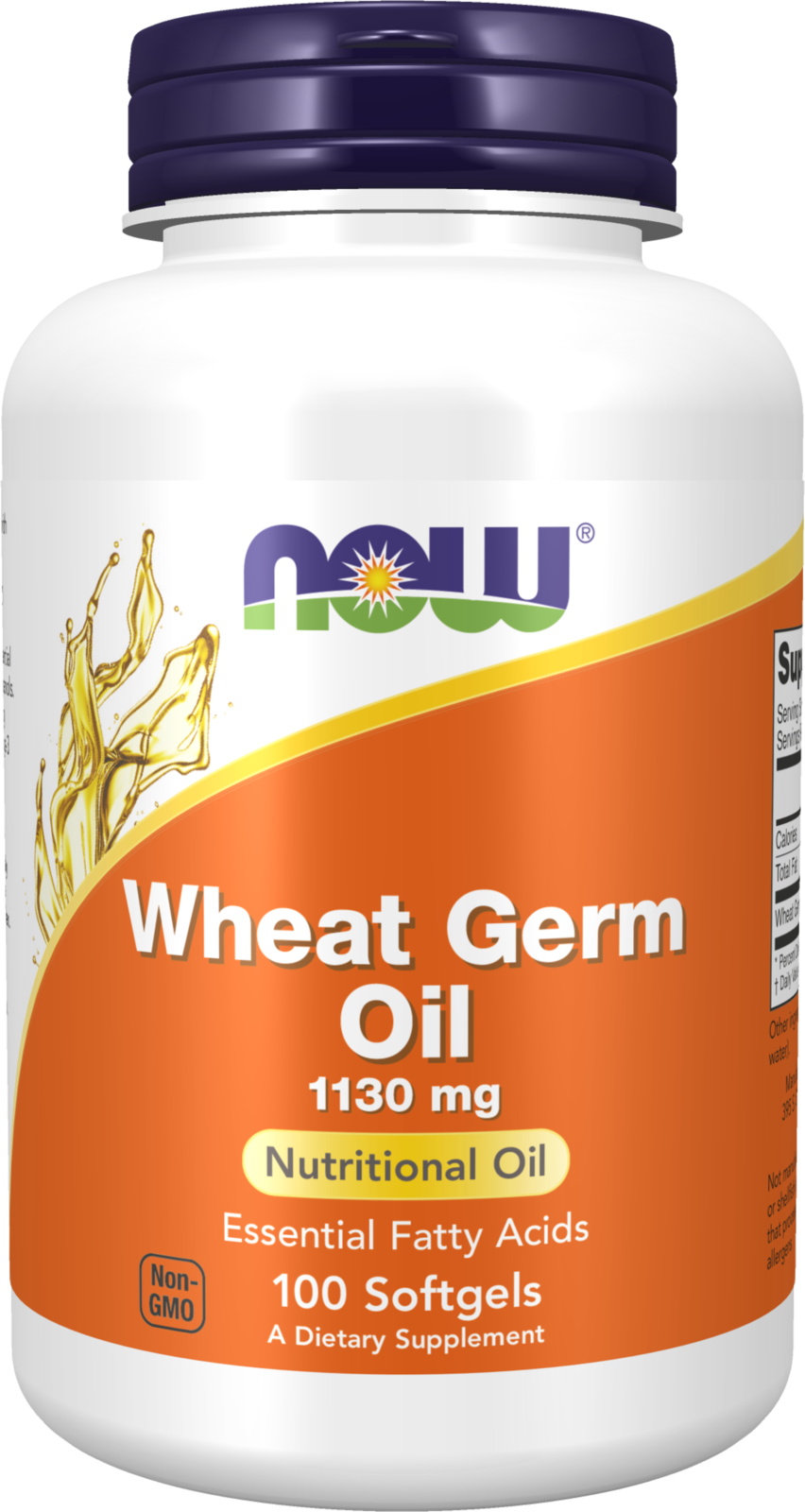 NOW Supplements, Wheat Germ Oil 1,130 mg with EFAs, 100 Softgels — product image