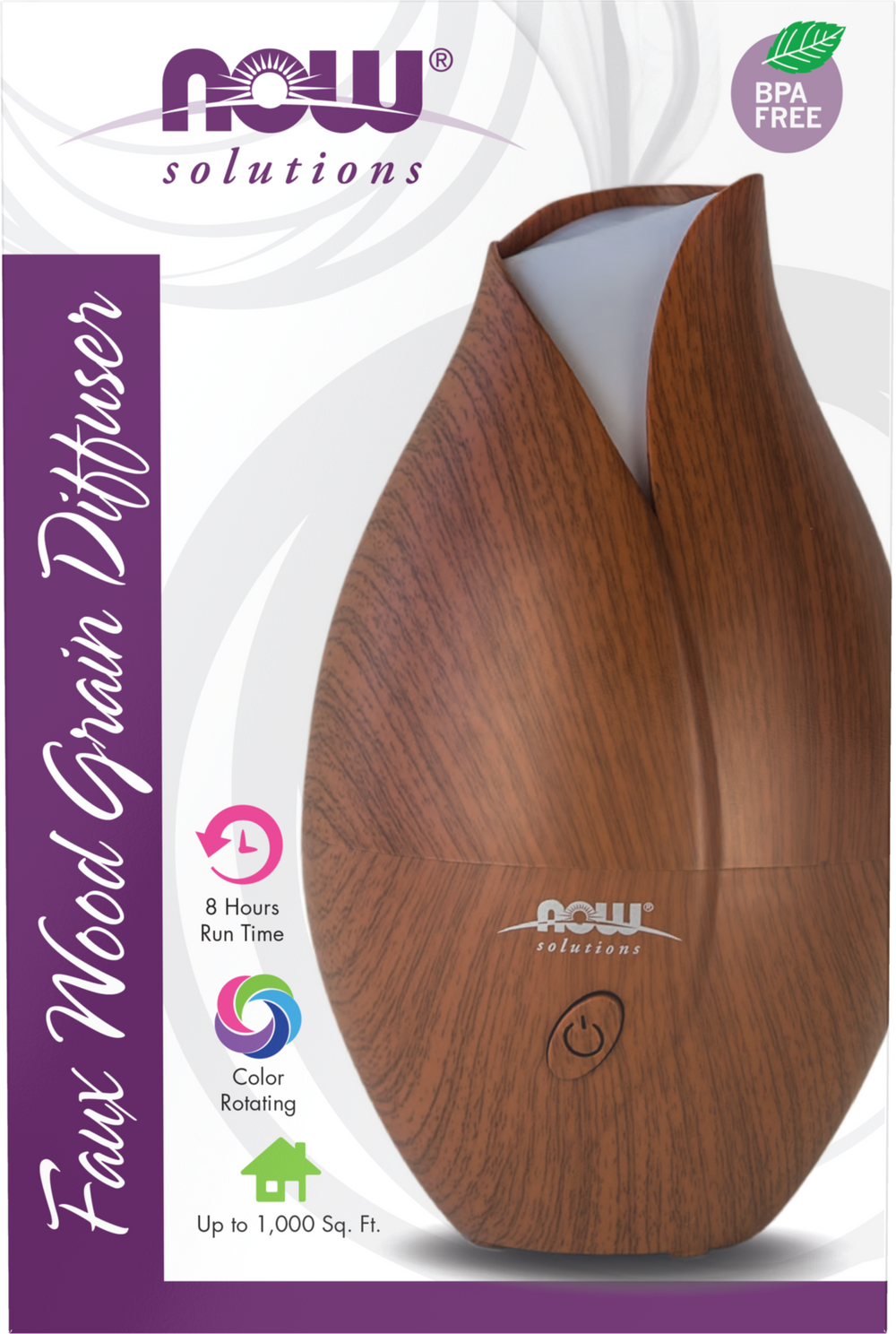 NOW Solutions, Ultrasonic Faux Wood Flower Aroma Oil Diffuser, Heat Free — product image