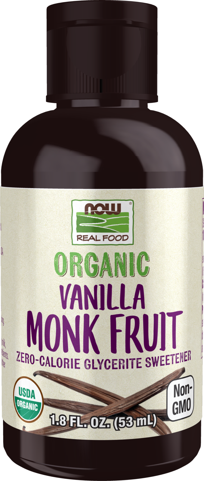NOW Foods, Organic Liquid Monk Fruit, Vanilla, Zero-Calorie, 1.8  fl. oz — product image