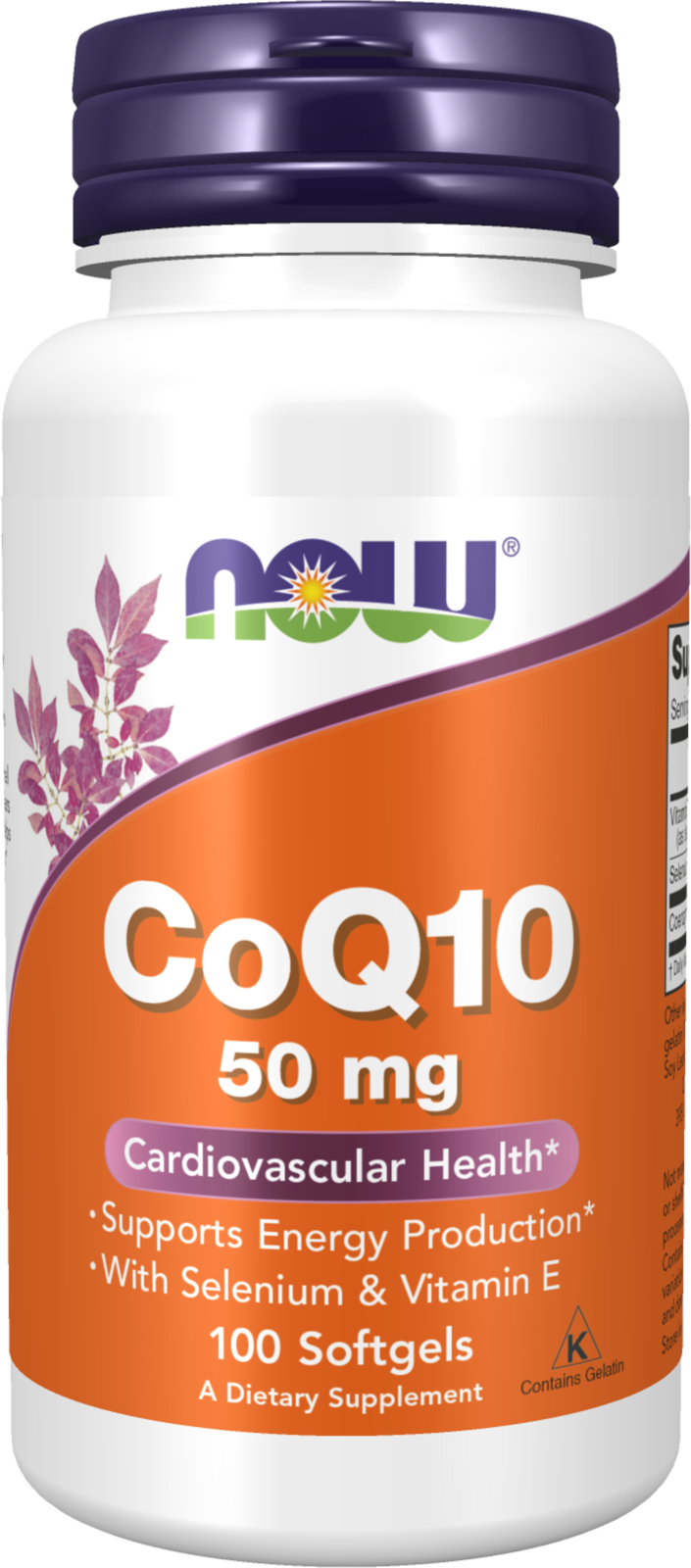 NOW Supplements, CoQ10 50 mg, Pharmaceutical Grade, 100 Softgels — product image