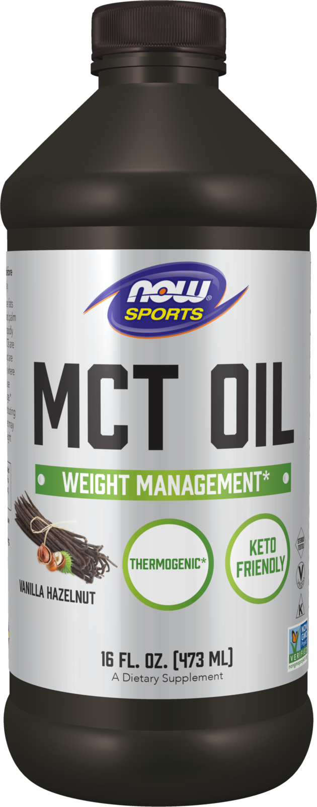 NOW Sports, MCT Oil, 14 g, Weight Management*, Vanilla Hazelnut, 16 fl. oz — product image