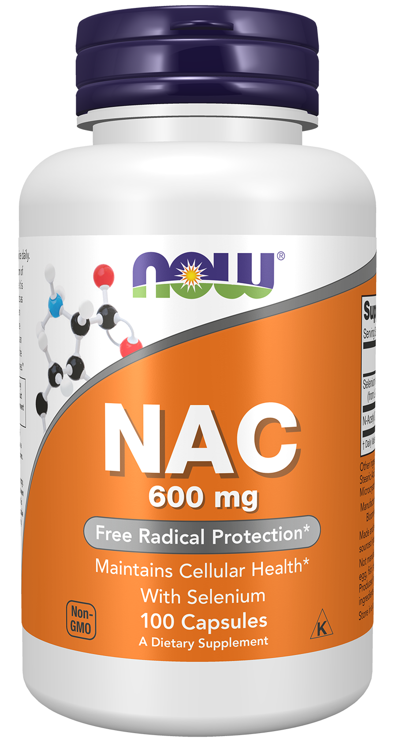 NOW Supplements, NAC (N-Acetyl Cysteine) 600 mg with Selenium 100 Capsules — product image