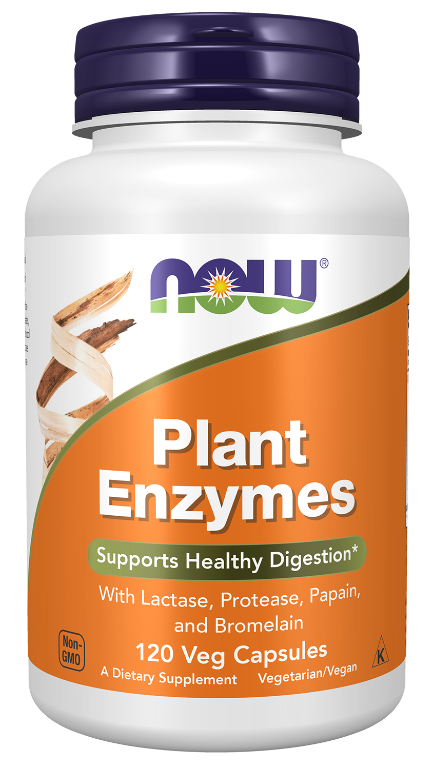 NOW Supplements, Plant Enzymes Lactase, Protease, Bromelain, 120 Veg Caps — product image
