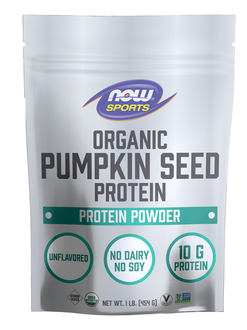 NOW Sports, Organic Pumpkin Seed Protein 10 g, Powder, Unflavored, 1 lb — product image