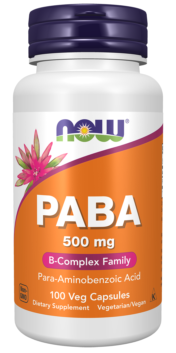 NOW Supplements, PABA 500 mg, B-Complex Family, 100 Caps — product image