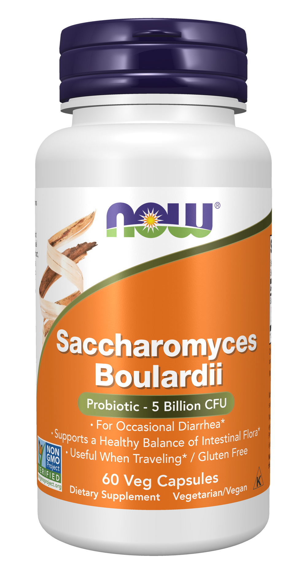 NOW Supplements, Saccharomyces Boulardii, 5 Bil CFU Probiotic, 60 Veg Caps — product image
