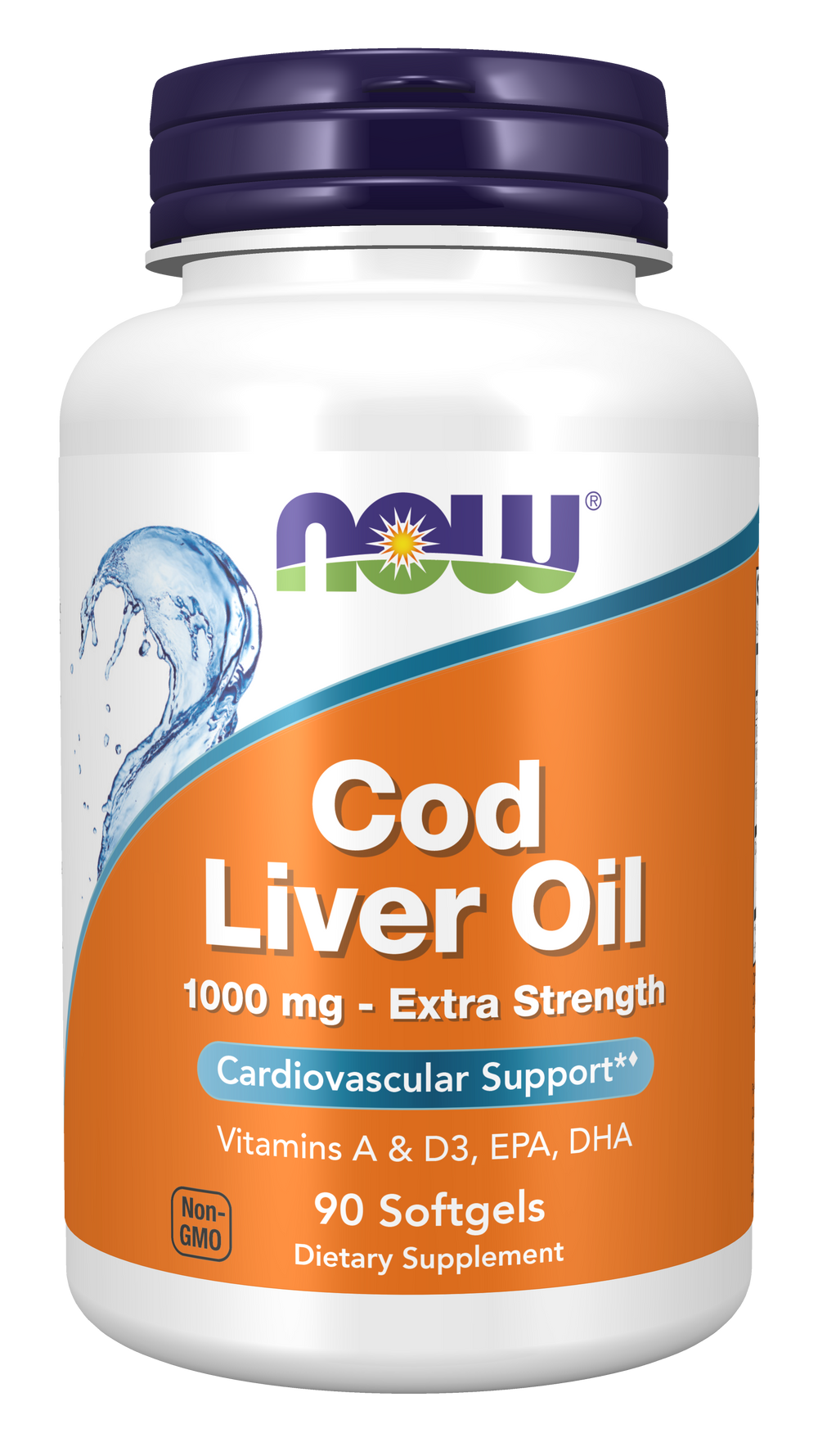 NOW Supplements, Cod Liver Oil 1,000 mg, EPA, DHA, 90 Softgels — product image