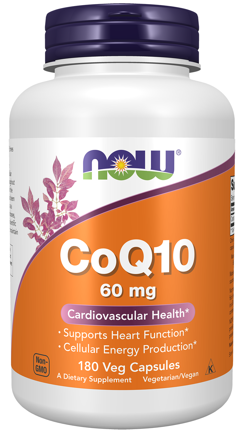 NOW Supplements, CoQ10 60 mg, Pharmaceutical Grade, 180 Veg Caps — product image