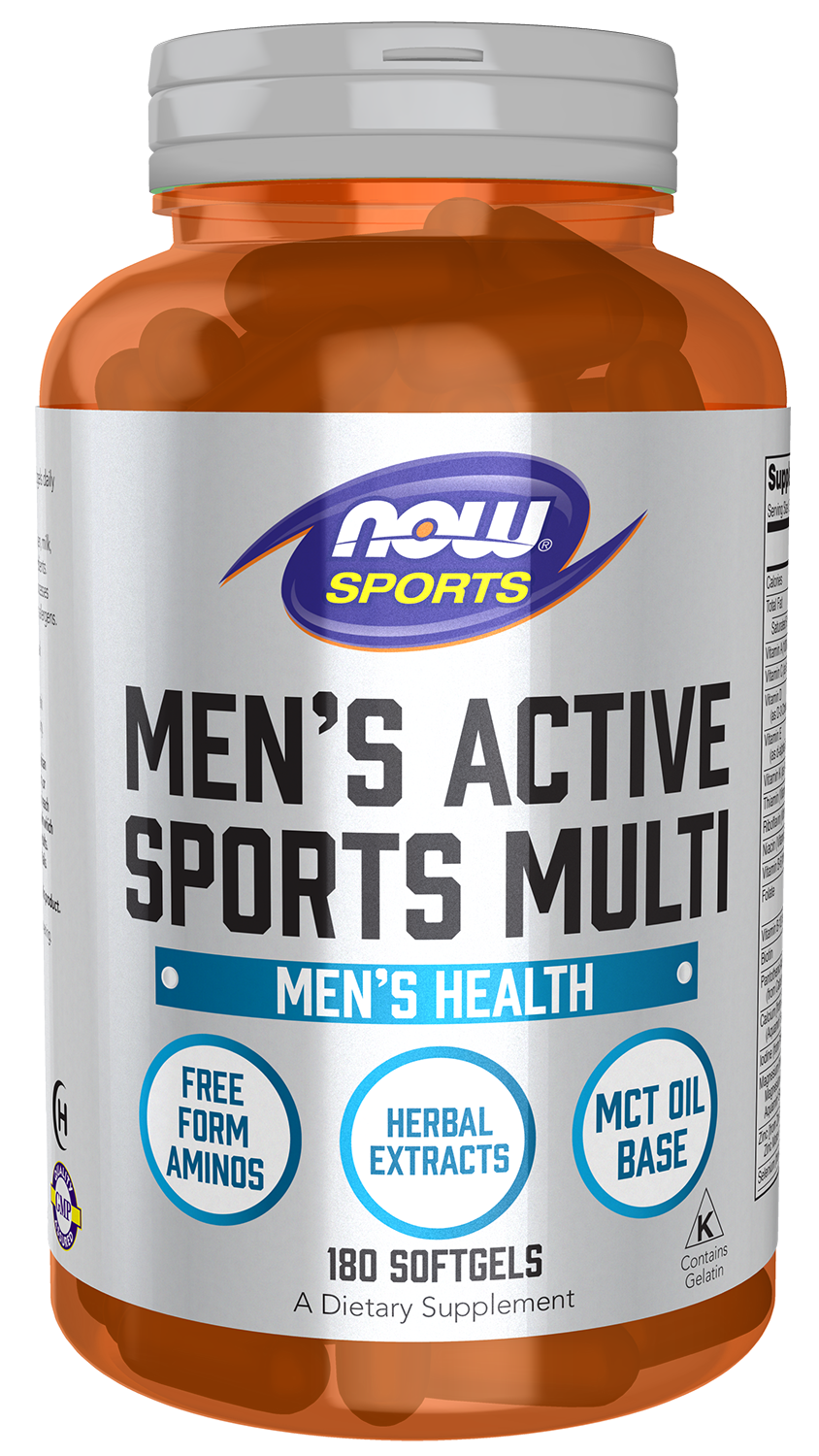 NOW Sports, Men's Active Sports Multi, Daily Multivitamin, 180 Softgels — product image