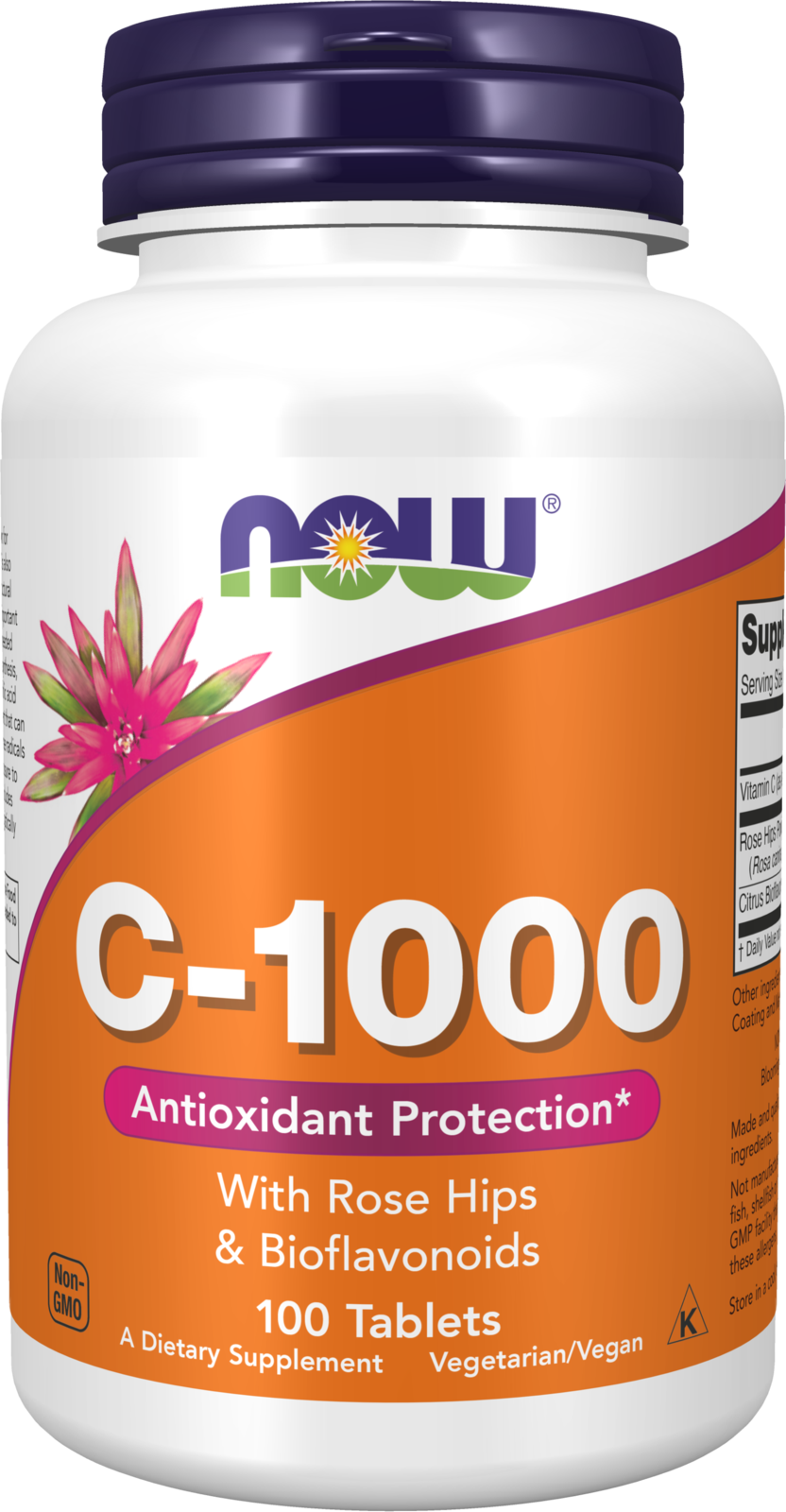 NOW Supplements, Vitamin C-1,000 with Rose Hips & Bioflavonoids, 100 Tabs — product image