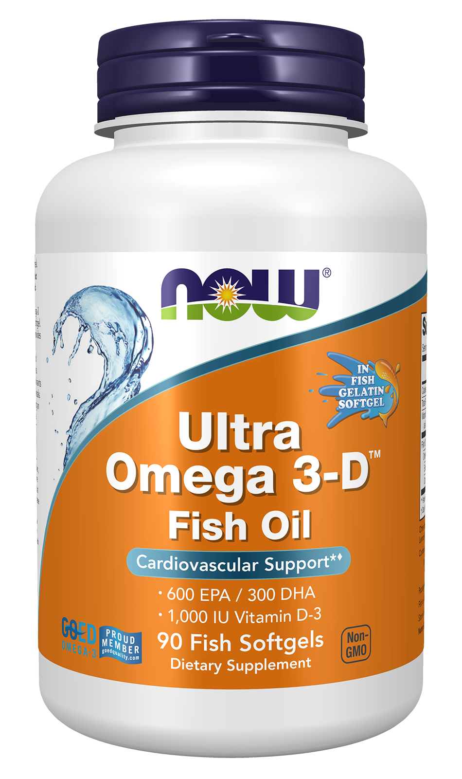 NOW Supplements, Ultra Omega 3-D™, Omega-3 Fish Oil, 90 Softgels — product image