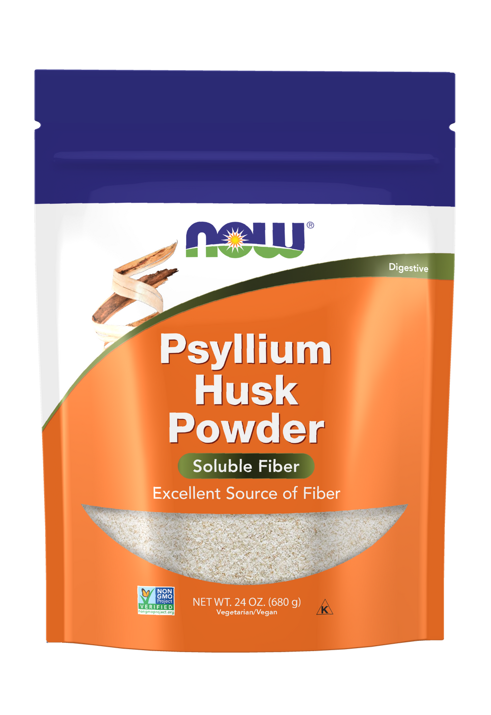 NOW Supplements, Psyllium Husk Powder, Soluble Fiber, 24-oz — product image