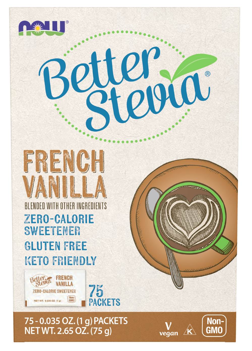 NOW BetterStevia® French Vanilla Zero-Calorie, 75 Packets — product image