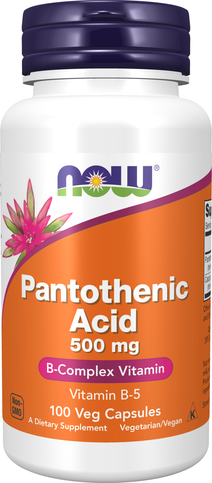 NOW Supplements, Pantothenic Acid 500 mg, B-Complex Vitamin, 100 Caps — product image