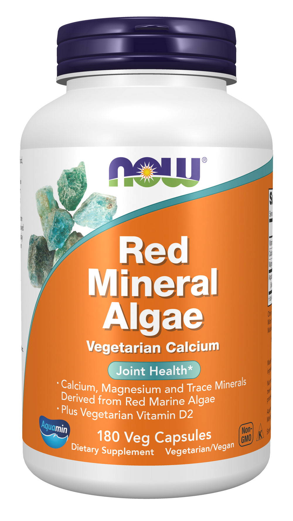 NOW Supplements, Red Mineral Algae Plus Vitamin D-2, 180 Veg Caps — product image