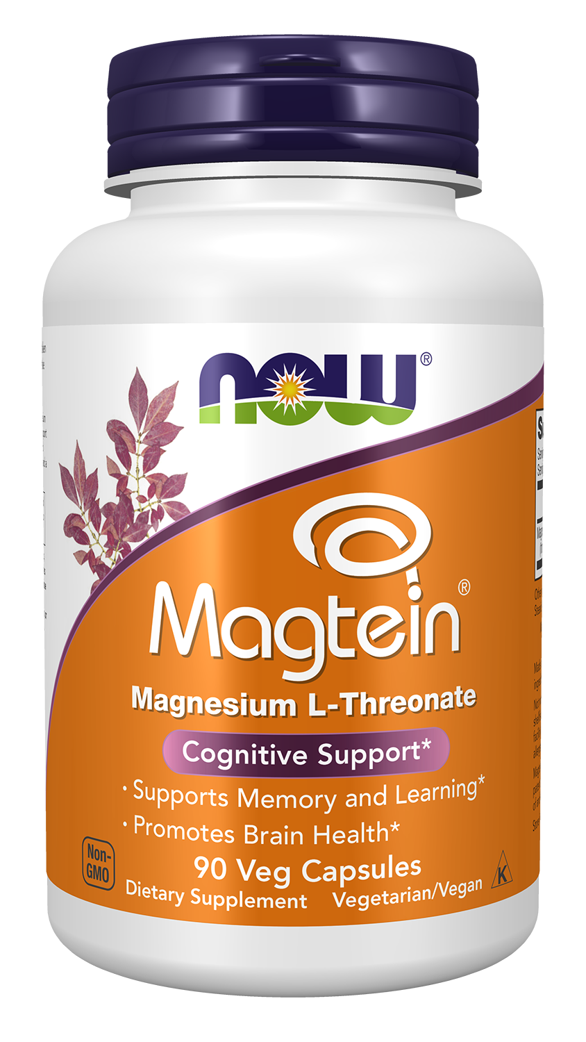 NOW Supplements, Magtein® with patented form of Magnesium, 90 Veg Caps — product image