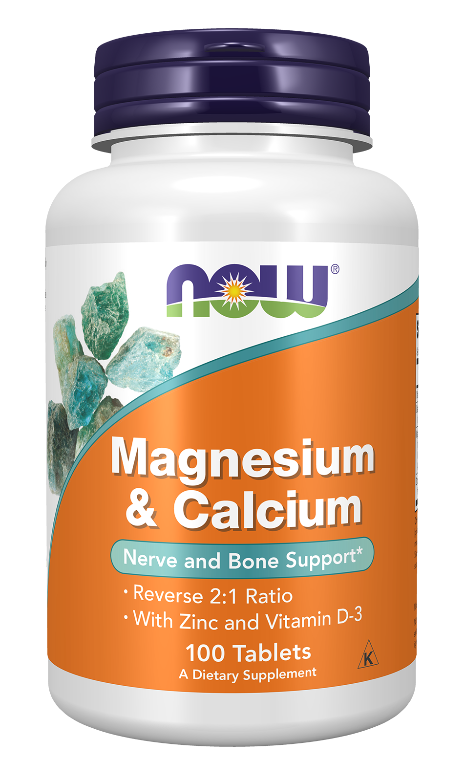 NOW Supplements, Magnesium & Calcium, With Vitamin D3 and Zinc, 100 Tabs — product image
