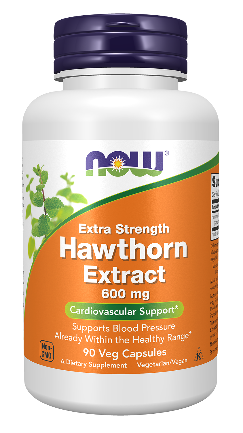 NOW Supplements, Hawthorn Extract 600 mg, Extra Strength, 90 Veg Caps — product image
