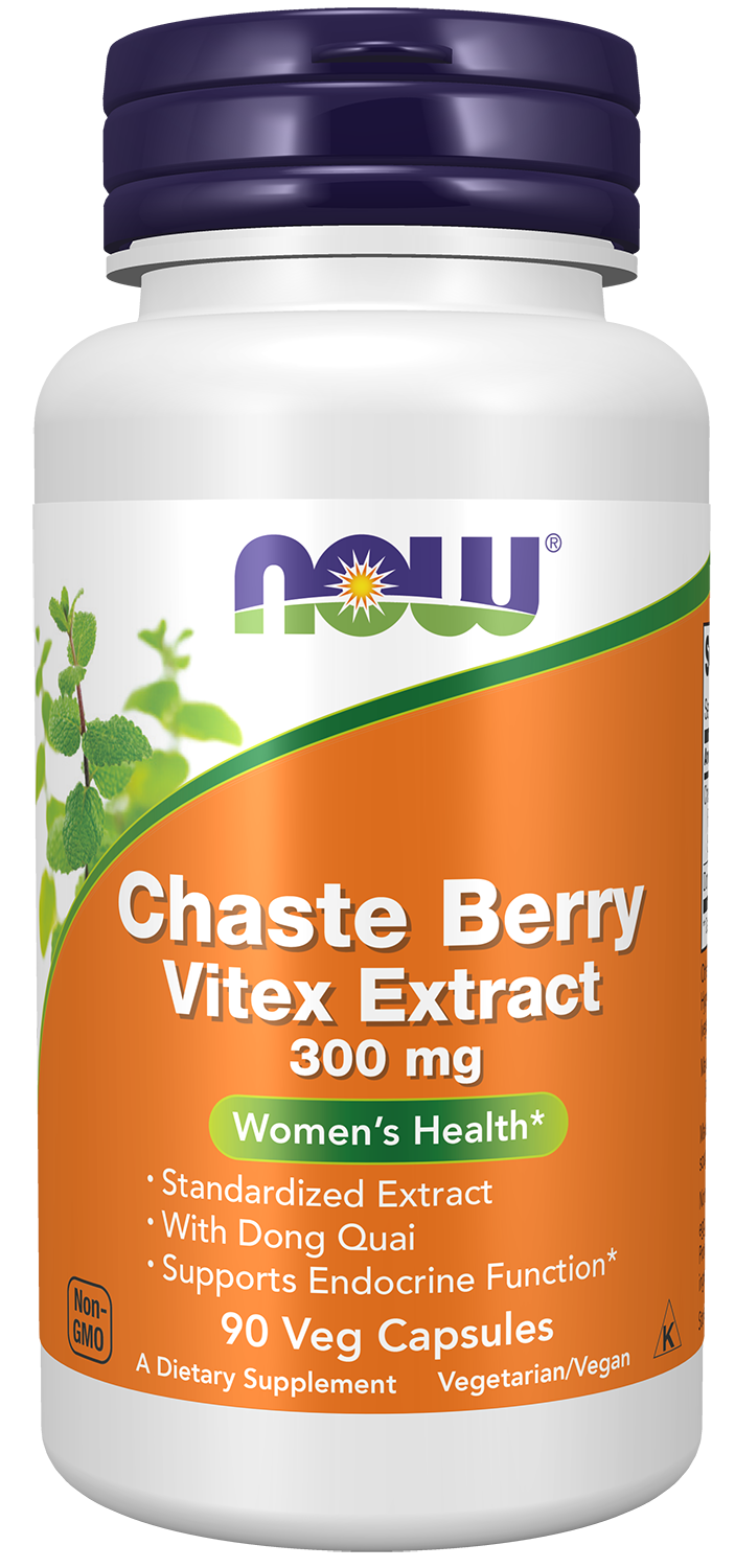 NOW Supplements, Chaste Berry Vitex Extract 300 mg w/Dong Quai, 90 Veg Caps — product image