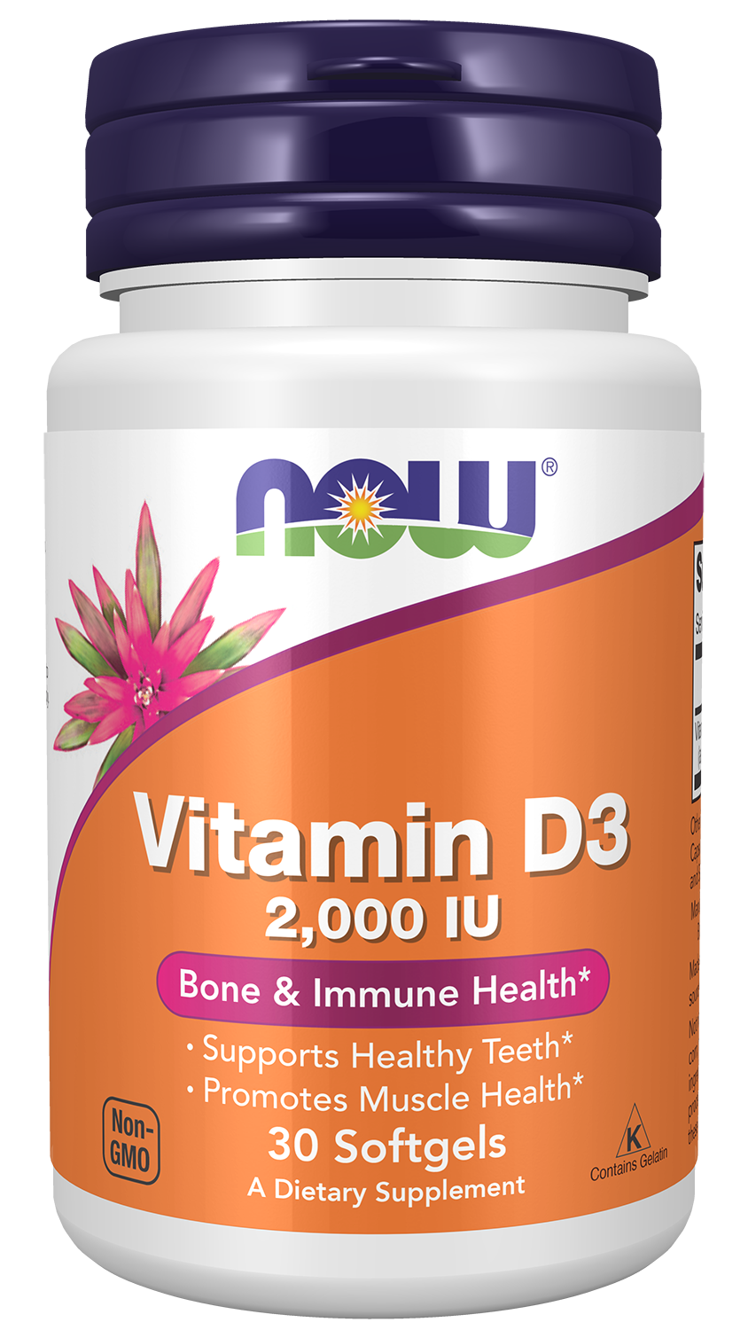 NOW Supplements, Vitamin D-3 2,000 IU, Structural Support*, 30 Softgels — product image