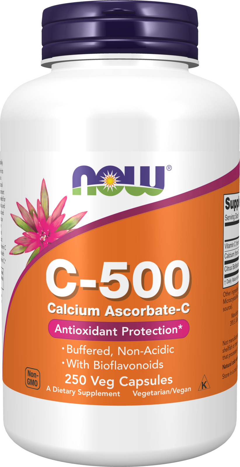 NOW Supplements, Vitamin C-500 Calcium Ascorbate, 250 Veg Caps — product image