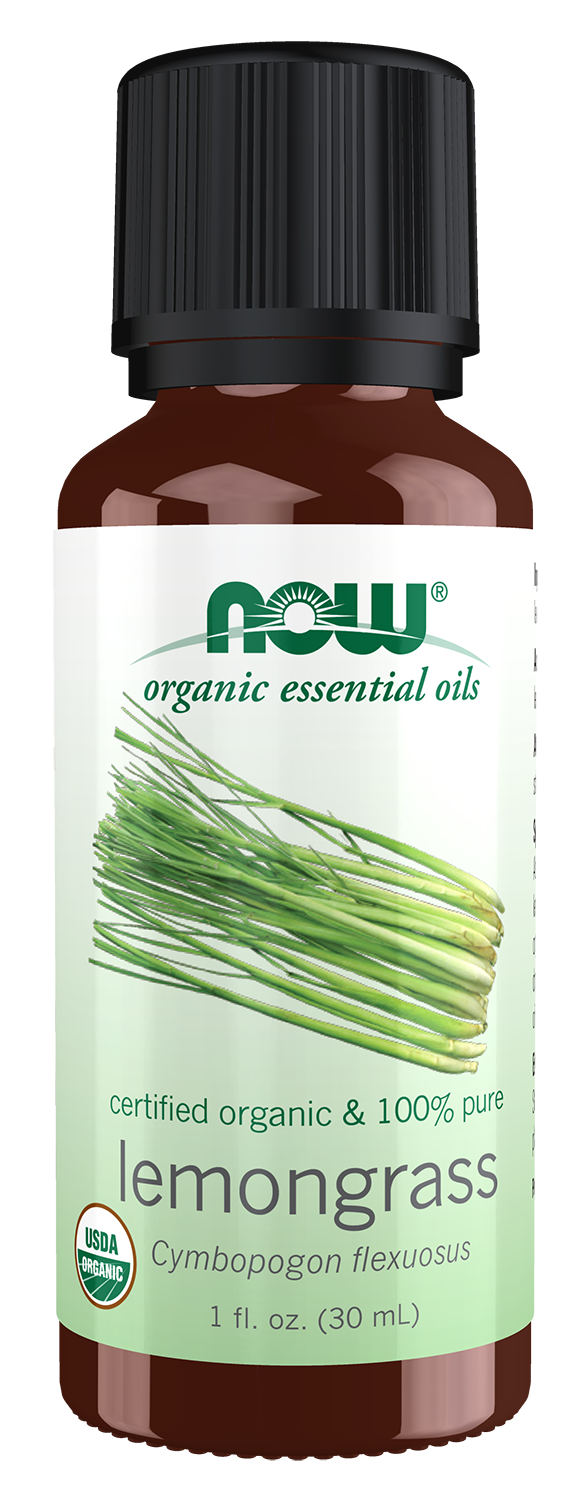NOW Essential Oils, Organic Lemongrass Oil, Steam Dist., Undiluted,1 fl. oz — product image