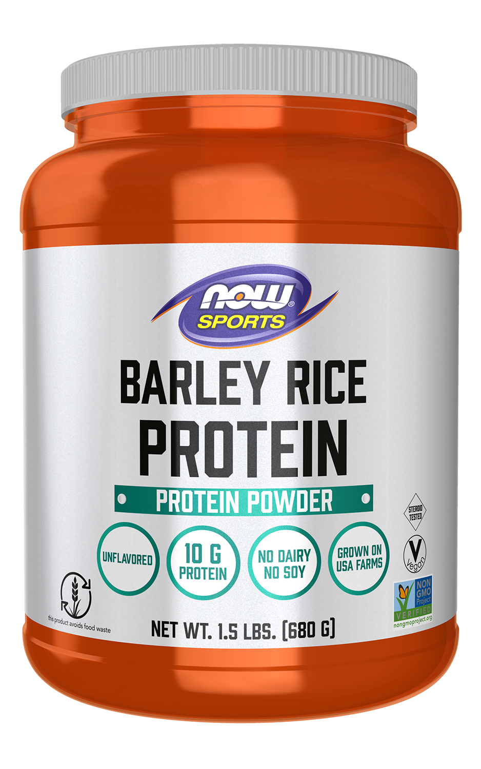 NOW Sports, Barley Rice Protein 10 g, Unflavored Powder, 1.5 lbs. — product image