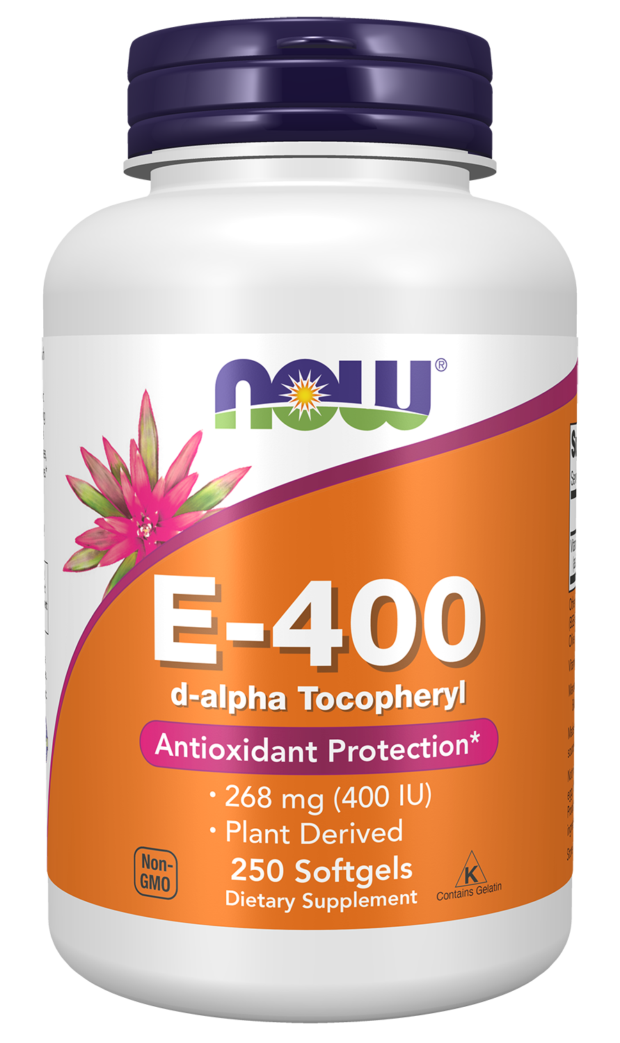 NOW Supplements, Vitamin E-400 IU, D-Alpha Tocopheryl, 250 Softgels — product image