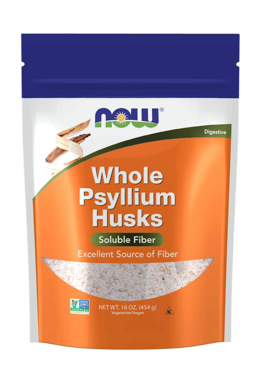 NOW Supplements, Whole Psyllium Husks, Soluble Fiber, 16 oz — product image