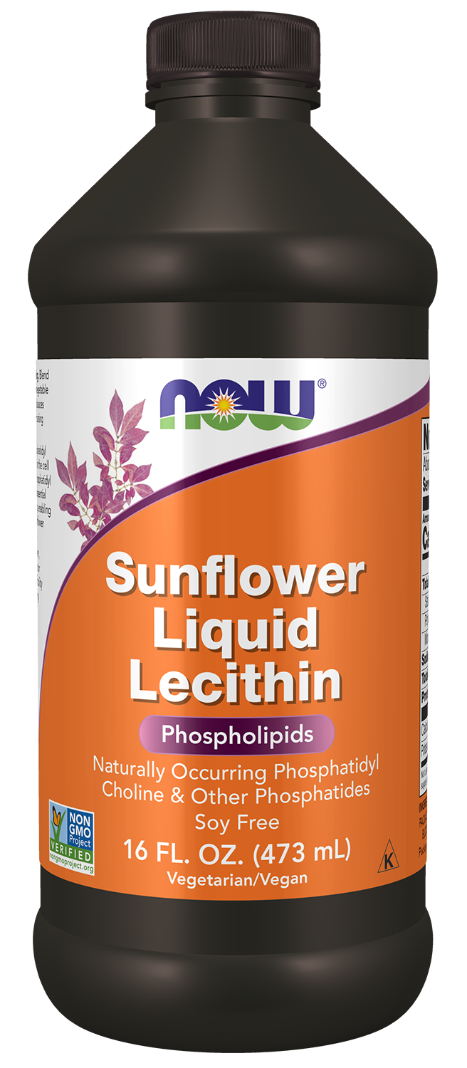 NOW Supplements, Sunflower Lecithin with naturally occurring Phosphatidyl Choline and Other Phosphatides, Liquid, 16-Ounce — product image