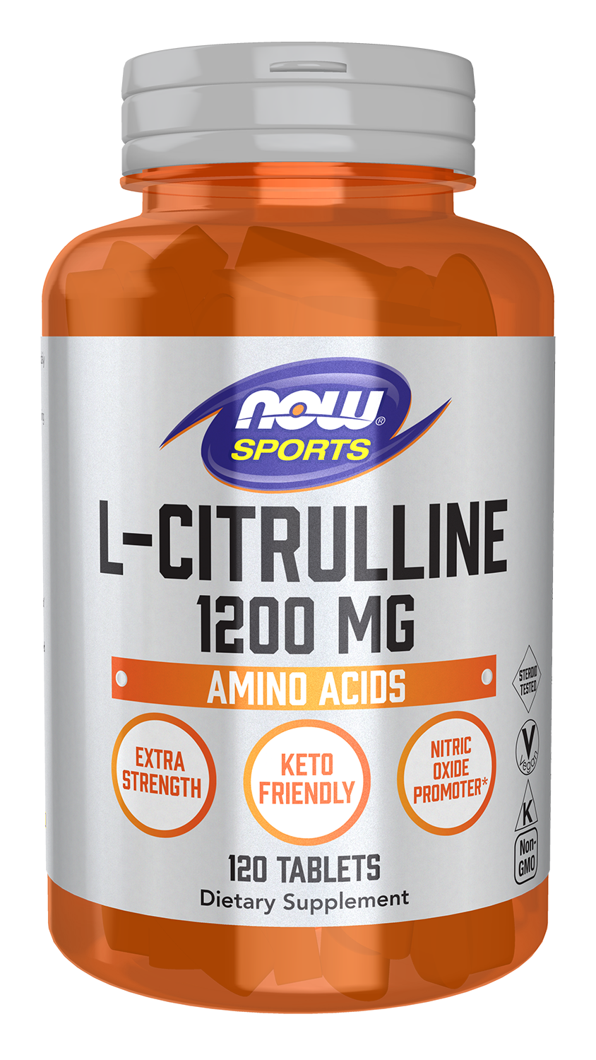 NOW Sports, L-Citrulline 1,200 mg, Extra Strength, Amino Acid, 120 Tabs — product image