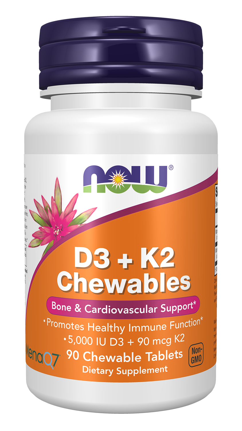 NOW Supplements, D-3 & K-2 Chewables, 90 Chewables Tablets — product image
