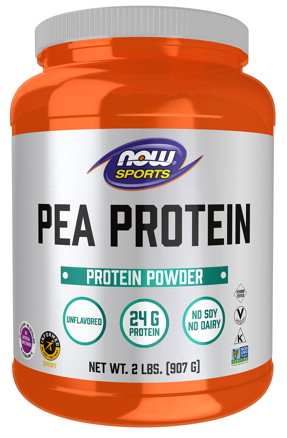 NOW Sports, Pea Protein 24 g, Mixes Easily, Unflavored Powder, 2 lbs — product image