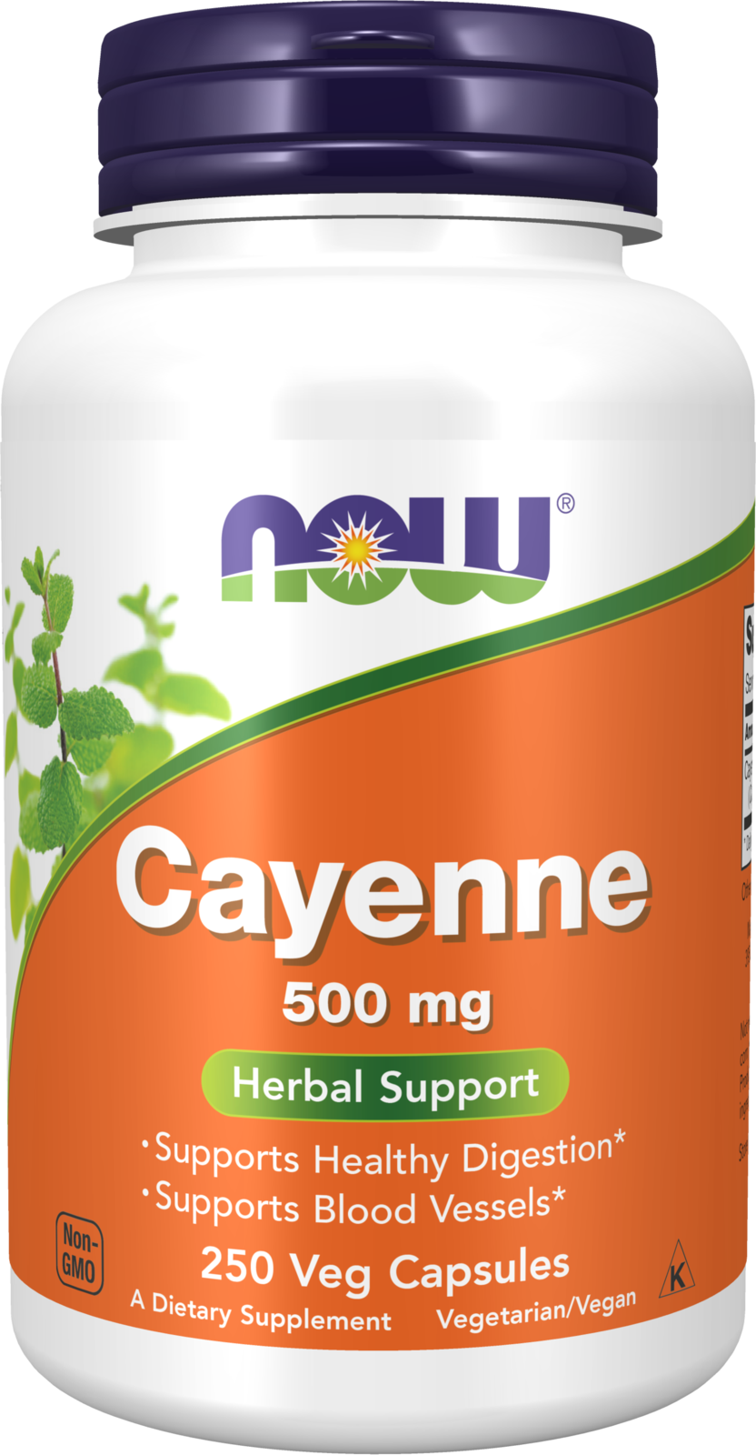 NOW Supplements, Cayenne (Capsicum annuum) 500 mg,  250 Veg Caps — product image