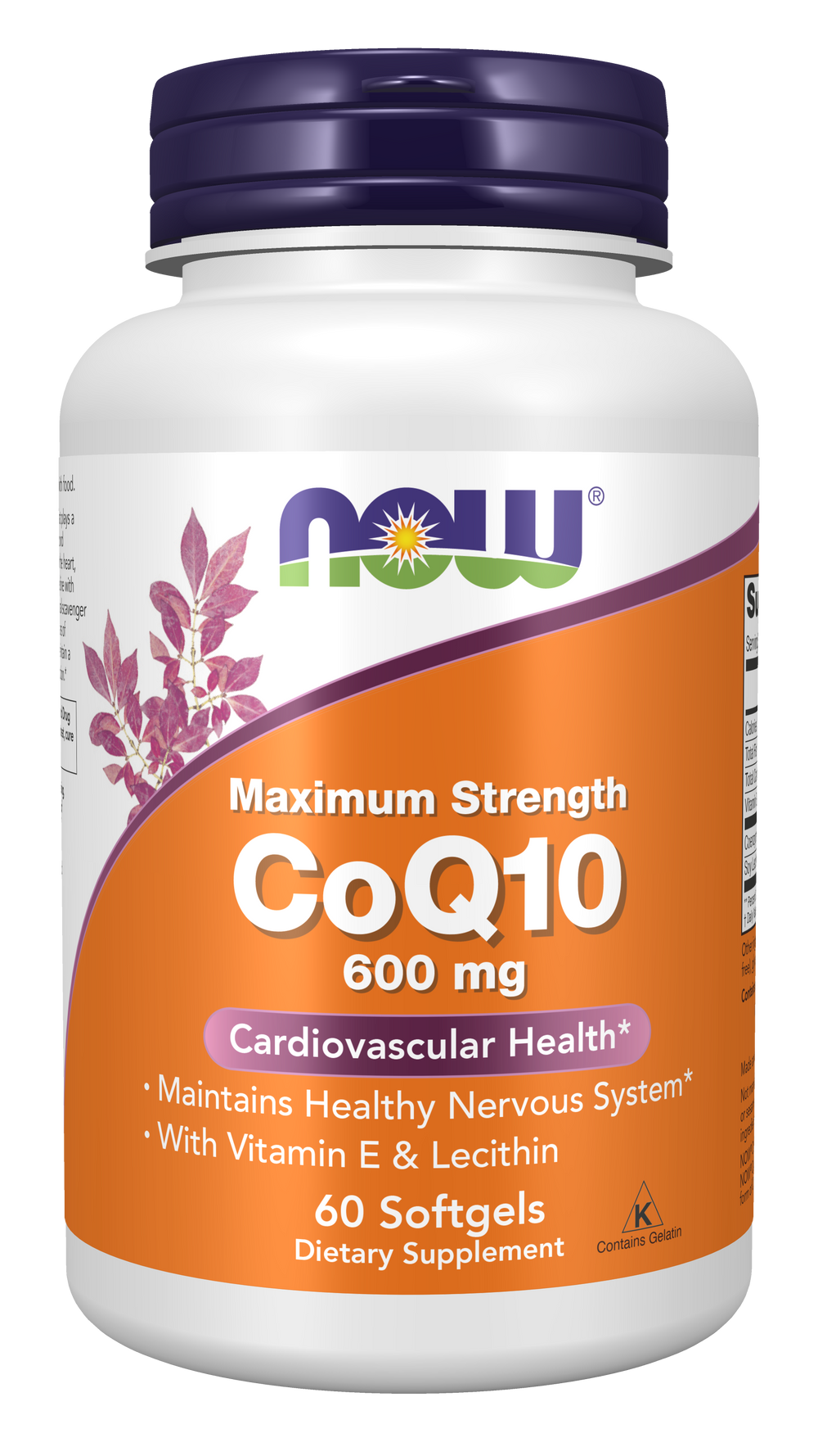 NOW Supplements, CoQ10 600 mg, with Vitamin E & Lecithin, 60 Softgels — product image