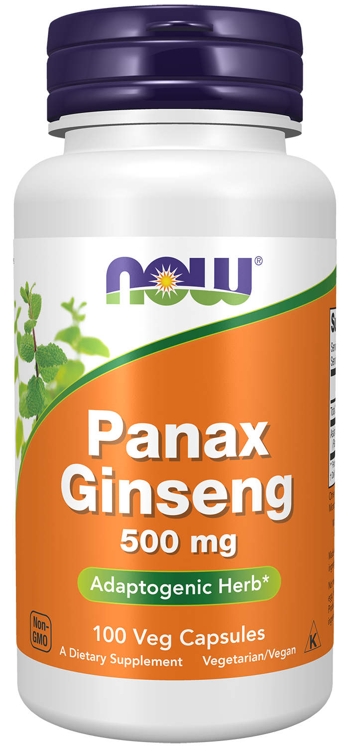 NOW Supplements, Panax Ginseng Root 500 mg, Adaptogenic Herb*, 100 Veg Caps — product image