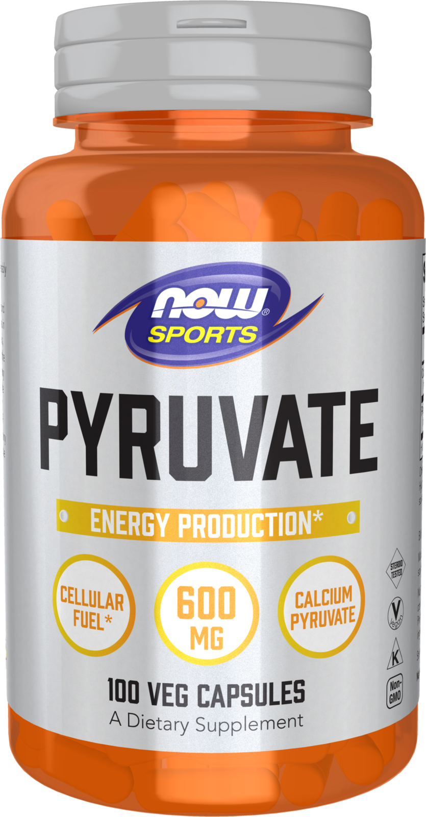 NOW Sports, Pyruvate 600 mg, Energy Production*, 100 Veg Caps — product image