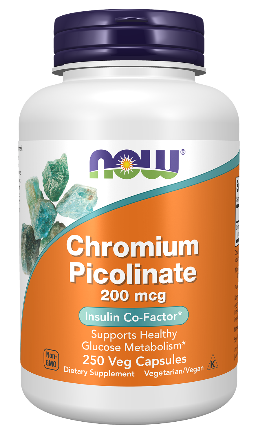 NOW Supplements, Chromium Picolinate 200 mcg, 250 Veg Caps — product image