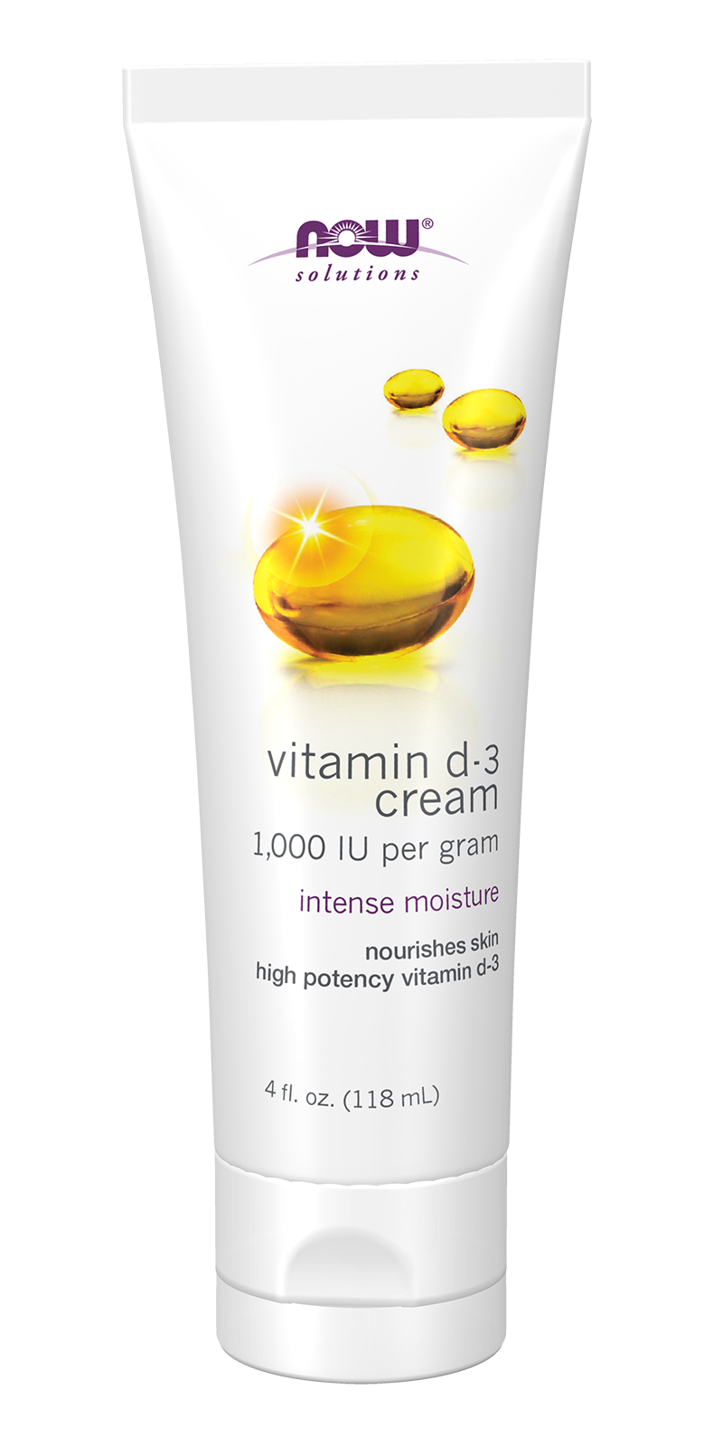 NOW Solutions, Vitamin D-3 Cream 1,000 IU/g, Intense Moisture, 4 fl. oz — product image