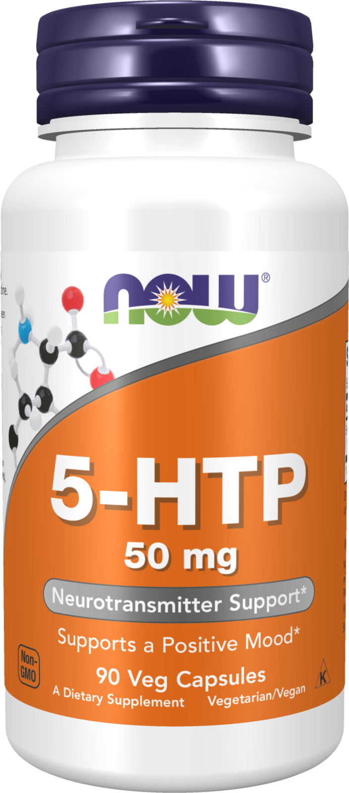 NOW Supplements, 5-HTP (5-hydroxytryptophan) 50 mg, 90 Veg Caps — product image