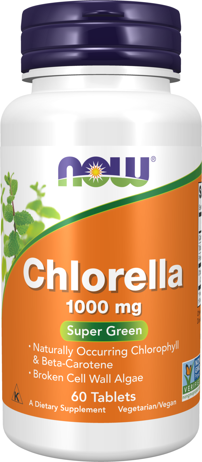 NOW Supplements, Chlorella 1,000 mg, Super Green, 60 Tabs — product image
