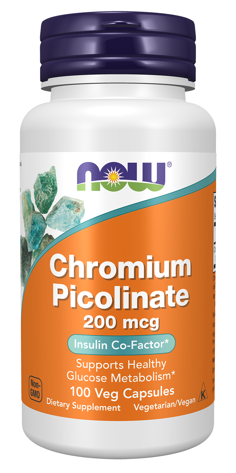 NOW Supplements, Chromium Picolinate 200 mcg, 100 Veg Caps — product image