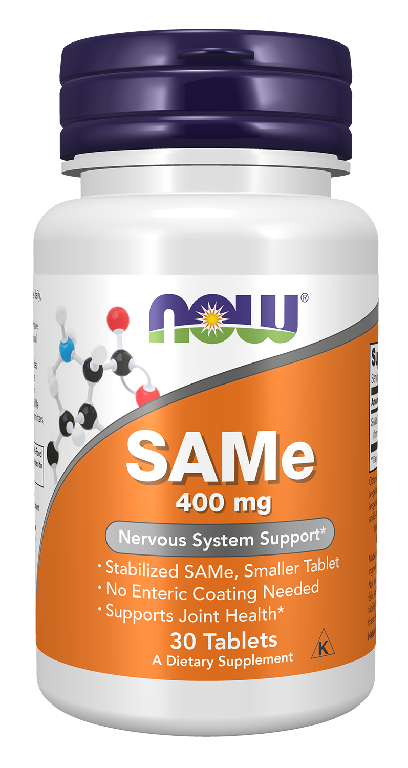 NOW Supplements, SAMe 400 mg, Nervous System Support*, 30 Tabs — product image