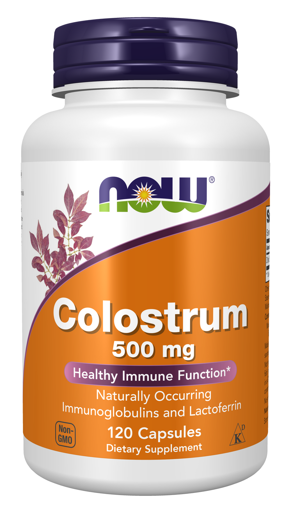 NOW Supplements, Colostrum, Immunoglobulin and Lactoferrin, 120 Veg Caps — product image
