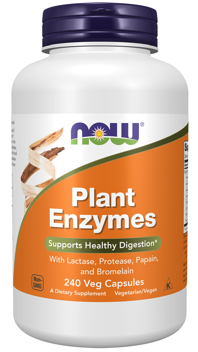 NOW Supplements, Plant Enzymes, Lactase, Protease, Bromelain, 240 Veg Caps — product image